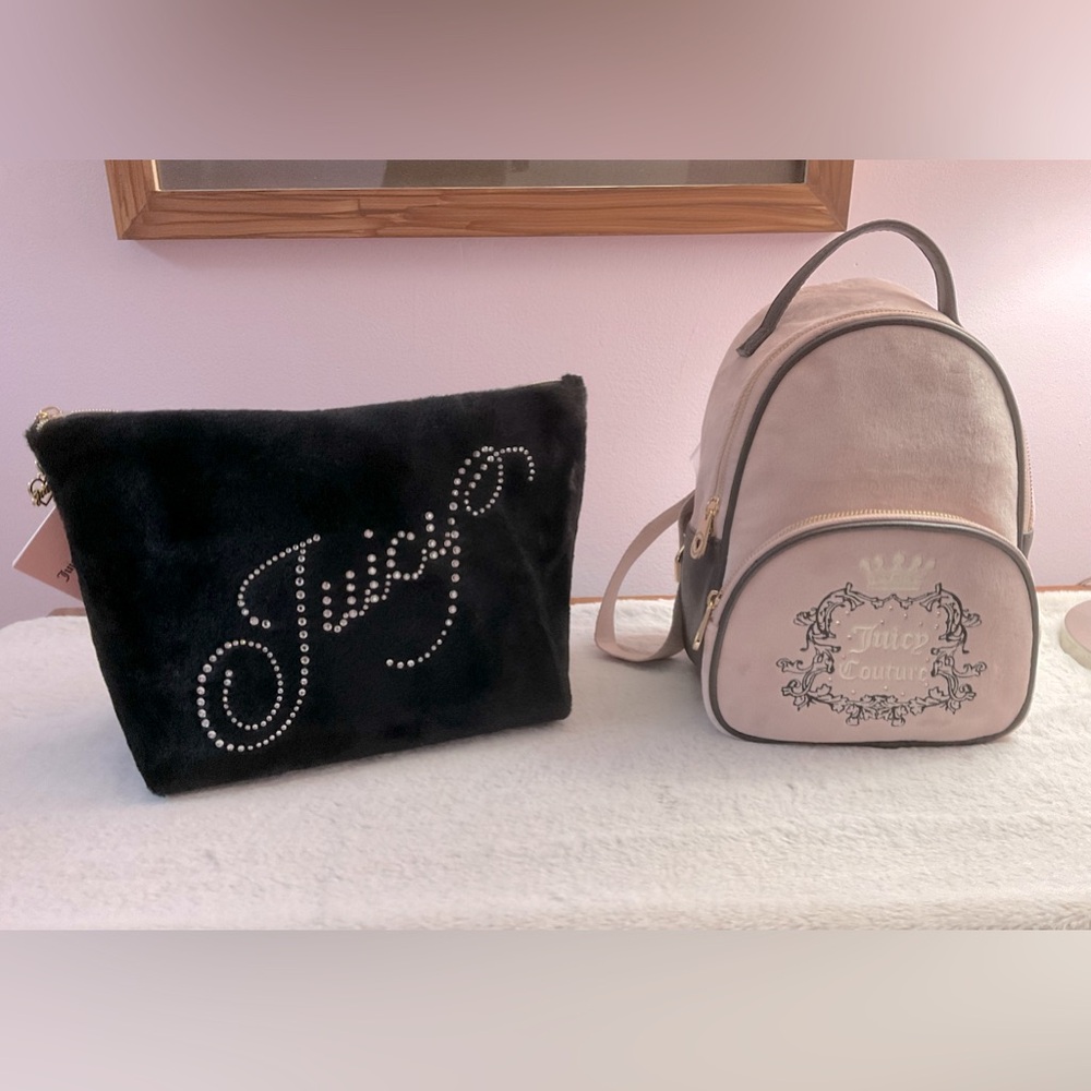 Juicy Couture mini heritage backpack and large make up case